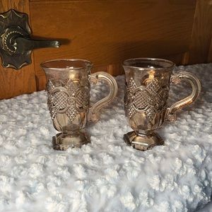 Avon brown smoke glass mugs